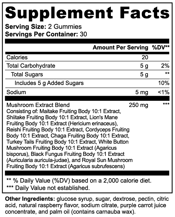 Mushroom Extract Complex - Daily Gummies