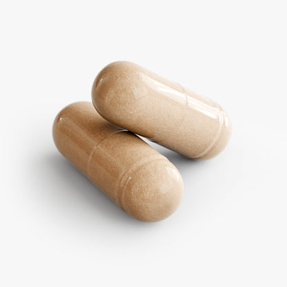 Two capsules of takeyourmushies on a white background
