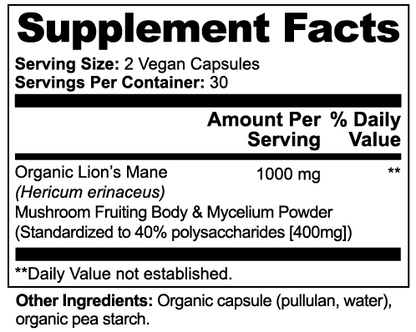 Lion's Mane Mushroom - 1000mg Daily Capsules